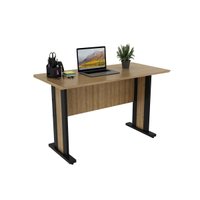 Mesa Computador Casal ME-4194 Amêndoa/Preto - Tecno Mobili