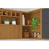 Cozinha Modulada Nesher Imperatriz 9 Peças (3Aéreos+4Balcões+1TorreQuente+1Ilha) C9P62 Freijo/Off White-Nesher