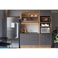 Kit Cozinha Modulada 4 Peças Versalis (2Aéreos+1Balcão+1TorreQuente) C4P189 Freijo/Grafite - Herval