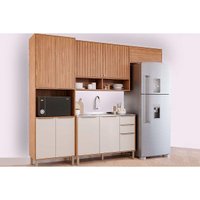 Kit Cozinha Modulada 4 Peças Divina (2Aéreos+1Balcão+1Paneleiro) s/Pia CZ003 Freijo/Off White - MGM