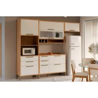 Kit Cozinha Modulada 4 Peças Syrah (2Aéreos+1Balcão+1TorreQuente) C4P233 Amendoa/Branco - Ronipa