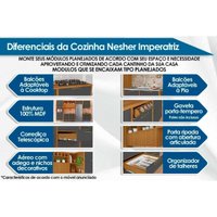 Cozinha Modulada Nesher Imperatriz 8 Peças (3Aéreos+4Balcões+1Ilha) C8P53 Freijo/Off White-Nesher