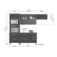 Kit de Cozinha Completa 3 Peças Princesa (1Aéreo+1Balcão+1Paneleiro) C6P62 Freijo/Off White - Nesher