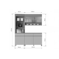 Cozinha Modulada Nesher Realeza 3 Peças CZ106 Carvalho/Titânio