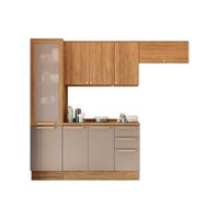 Cozinha Modulada Completa Botanic 5 Peças (2Aéreo+1Balcão+1Paneleiro+1Complemento) M659 Nogueira/Fendi - Kappesberg