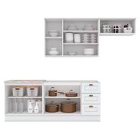 Kit Cozinha Modulada 5 Peças Americana (2Aéreos+2Balcões+1Complemento) s/Pia CZ130 Branco - Henn