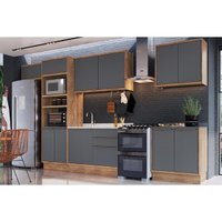 Kit Cozinha Modulada 7 Peças Versalis (3Aéreos+2Balcões+1TorreQuente+1Complemento) C7P167 Freijo/Grafite - Herval