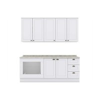 Kit Cozinha Modulada 6 Peças Americana (2Aéreos+2Balcões+2Complementos) C6P83 Branco - Henn