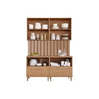 Cozinha Modulada Completa Bella 6 Peças s/ Portas (2Aéreos+2Balcões+2Complementos) C6P81 Freijo - MGM