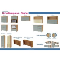 Cozinha Modulada Nesher Marquesa 2 Peças (1Aéreo+1Balcão) C2P29 Nature/Verde-Nesher