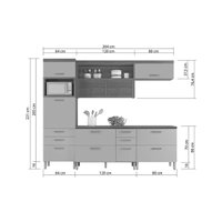 Cozinha Modulada Nesher Princesa 4 Peças (1Aéreo+2Balcões+1Paneleiro) C6P59 Freijo/Off White-Nesher