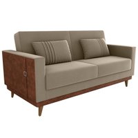 Sofa Cama 2 Lugares 203 cm Veludo Maserati Marrom Claro Corino Whisk Milani Store