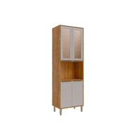 Paneleiro Cozinha Modulado Áurea c/ 4 Portas c/ Vidro 70cm Cinamomo/Platina MGM
