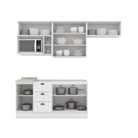 Kit de Cozinha Completa 7 Peças Americana (4Aéreos+2Balcões+1Complemento) s/Pia CZ141 Branco - Henn