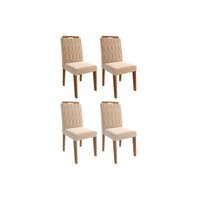 Cadeira Cozinha Paola Wood Kit 4 Un Carvalho/Suede Nude Bege - Cimol