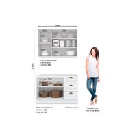 Cozinha Modulada Completa Americana 3 Peças (1Aéreo+1Balcão+1Complemento) CZ123 Cinza - Henn