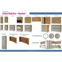 Cozinha Completa Nesher 5 Peças Rainha C5P113 Nature/Branco