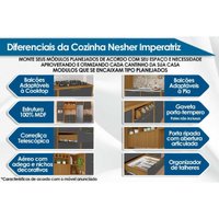 Kit de Cozinha Completa 5 Peças Imperatriz (2Balcões+2Aéreos+1Torre Quente) C6P46 Freijo/Off White - Nesher