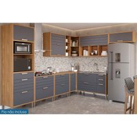 Kit de Cozinha Completa 9 Peças Eloise (4 Aéreos + 4 Balcões + 1 Paneleiro) CZ025 Freijo/Titanium - MGM
