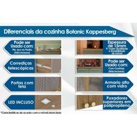 Cozinha Modulada Completa Botanic 7 Peças (2Aéreos+2Balcões+1Paneleiro+2Complementos) C7P36 Nogueira/Verde - Kappesberg