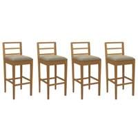 Banqueta Cozinha Sofia 1BMM006CA Premium Madeira Maciça Kit 4 Un Carvalho/Boucle Bege Fendi Kappesberg
