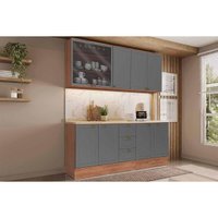 Cozinha Completa Carraro 4 Peças Bella C4P169 Nogal/Cinza