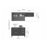 Kit de Cozinha Completa 2 Peças Princesa (1Aéreo+1Balcão) C2P45 Freijo/Off White - Nesher