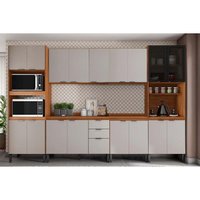 Kit Cozinha Completa 6 Peças Firenze (2Aéreos+2Balcões+2Paneleiro) s/Pia FMT012 Amendola/Nude Prime TX - Demóbile