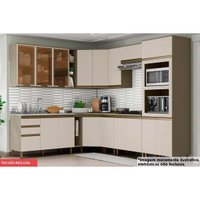 Cozinha Modulada Henn Connect 15 Peças (5Aéreos+5Balcões+1Paneleiro+4Complementos) C6P14 Duna/Cristal-Henn