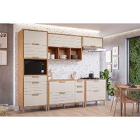 Cozinha Modulada Completa Eloise 5 Peças (2Aéreos+2Balcões+1TorreQuente) C5P178 Freijo/Off White - MGM