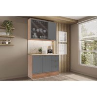 Cozinha Completa Carraro 2 Peças Bella C2P48 Nogal/Cinza