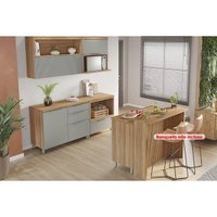 Cozinha Modulada Completa Marquesa 6 Peças (2Aéreos+3Balcões+1Ilha) C6P02 Nature/Verde - Nesher