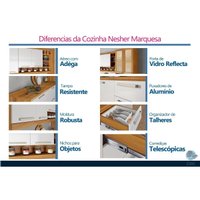 Cozinha Modulada Completa Burguesa Premium 7 Peças (3Aéreos+3Balcões+1Paneleiro) C6P58 Freijo/Grafite - Nesher