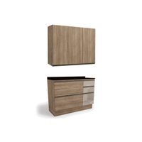 Cozinha Modulada Kappesberg Maxxi 3 Peças (1Aéreo+1Balcão+1Complemento) C3P12 Nogal/Preto-Kappesberg