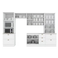 Kit de Cozinha Completa 5 Peças Americana (2Aéreos+1Balcão+2Paneleiros) C5P55 Branco - Henn