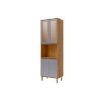 Paneleiro Cozinha Modulado Celeste c/ 4 Portas c/ Vidro 70cm Cinamomo/Platina MGM