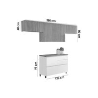 Cozinha Completa Nesher 4 Peças Rainha C4P159 Nature/Branco