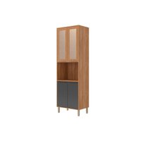 Paneleiro Cozinha Modulado Divina c/ 4 Portas c/ Vidro 70cm Cinamomo/Titanium MGM