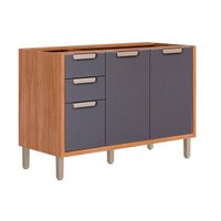 Balcão de Cozinha Modulado s/ Tampo Estela c/ 2 Portas e 3 Gavetas 120cm Cinamomo/Titanium - MGM