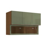 Armário Cozinha Kappesberg Vibra T651 c/ 4 Portas c/ Vidro 120cm Canela/Verde Pistache Lacca