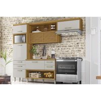 Cozinha Modulada Completa Princesa 3 Peças (1Aéreo+1Balcão+1Paneleiro) C6P60 Freijo/Off White - Nesher