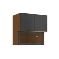 Armário Cozinha Modulado Vibra T647 c/ 3 Portas (1 c/ Vidro) 80cm Canela/Grafite Lacca Kappesberg
