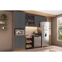 Cozinha Modulada Carraro Bella 3 Peças (2Aéreos+1Paneleiro) C3P27 Nogal/Cinza-Carraro