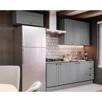 Kit de Cozinha Completa 5 Peças Americana (2Aéreos+2Balcões+1Complementos) s/Pia CZ132 Cinza - Henn
