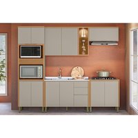 Cozinha Modulada Completa Allure 5 Peças (2Aéreos+2Balcões+1TorreQuente) CP13 Jequitiba/Gris Fosco - Linea Brasil