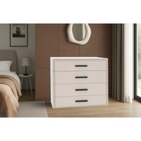 Cômoda de Quarto Valência c/ 4 Gavetas Freijo/Creme - Politorno