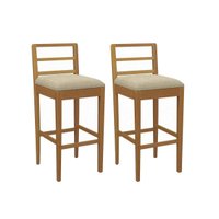 Kit 2 Banquetas Sala Jantar Sofia 1BMM006CA Premium Madeira Maciça 2 Un Carvalho/Boucle Bege - Kappesberg