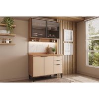 Cozinha Modulada Carraro Alpha Alpha 2 Peças (1Aéreo+1Balcão) C2P52 Freijo/Off White-Carraro