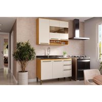 Módulo Cozinha Ronipa Nápoli Prime 2 Peças (1Aéreo+1Balcão) C2P99 Amendoa/Off White-Ronipa