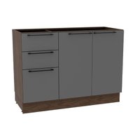 Gabinete Cozinha Modulado Balcão Amsterdam PH 3146 c/ 2 Portas e 3 Gavetas s/ Tampo 120cm Avela/Grafite - Herval